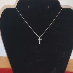 Natural Diamonds 925sterling Silver Cross Necklace 