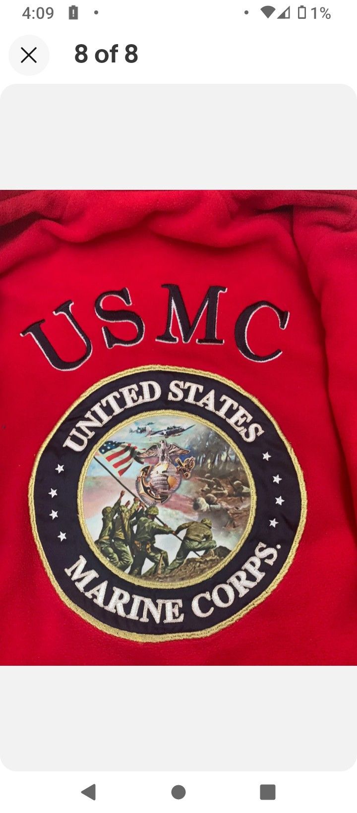 USMC  Reversible Blue And Red Jacket Extra Large