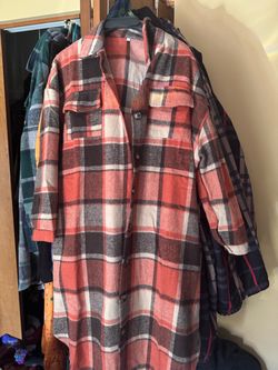Oversized Plaid Flannel Shirt Jacket size L