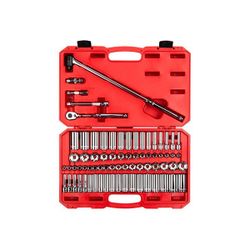TEKTON 3/8 INCH DRIVE 6-POINT SOCKET AND RATCHET SET WITH CASE - 73-PIECE (1/4-1 IN., 6-24 MM)