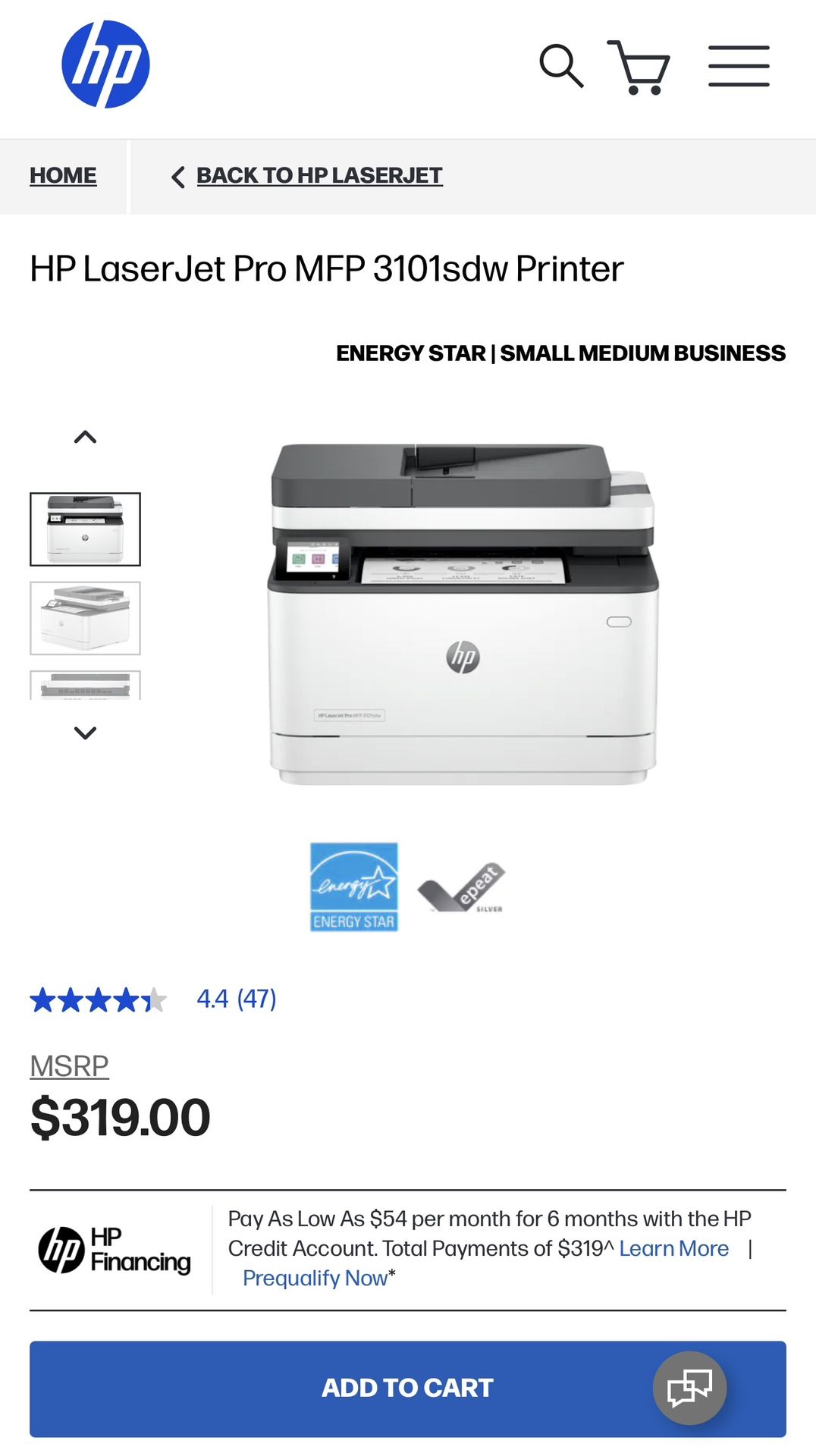 HP LaserJet Pro MFP 3101sdw Printer