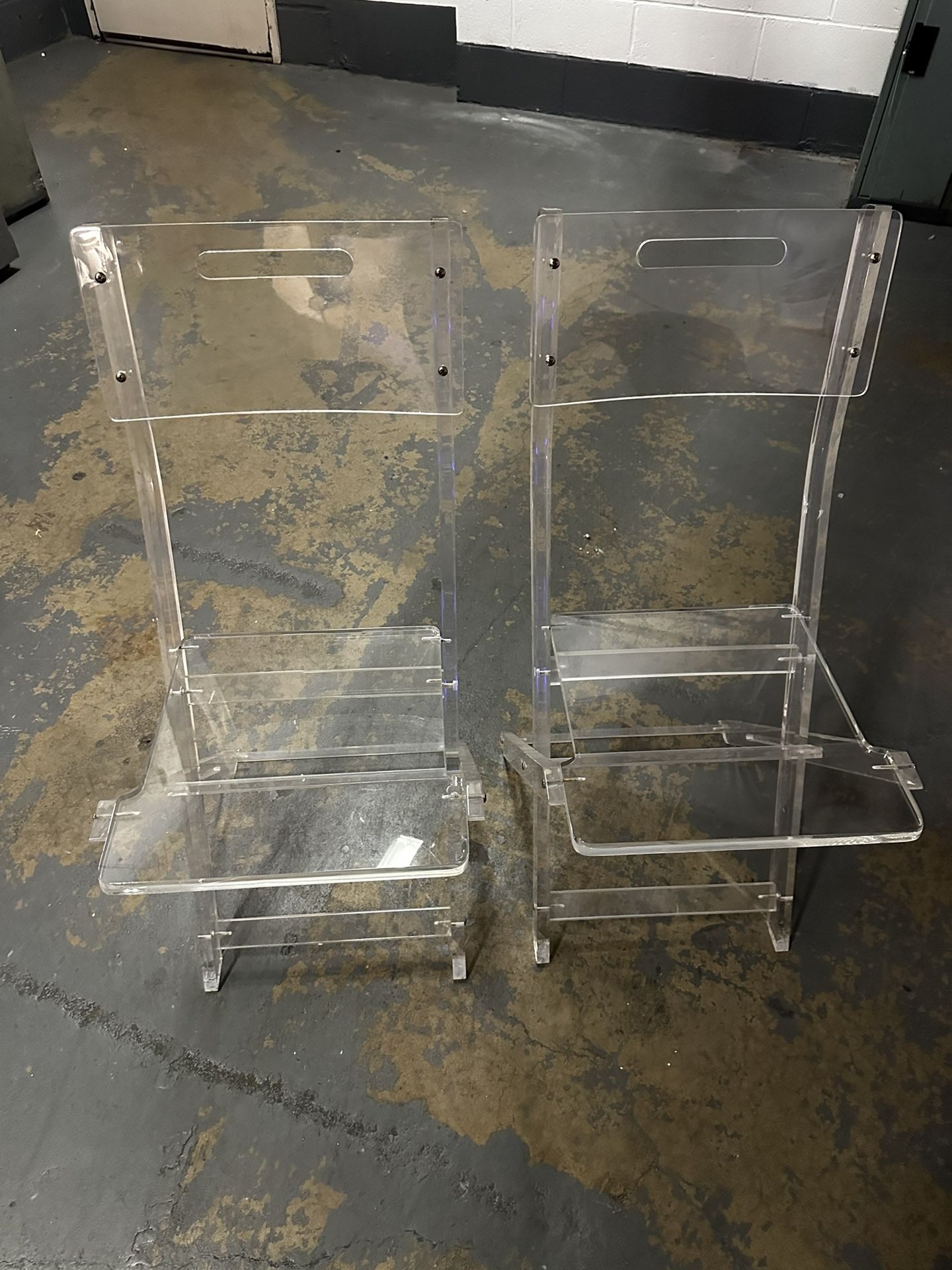 Vintage 70s AKKO Clear Acrylic Lucite Folding Chair Set Of 2