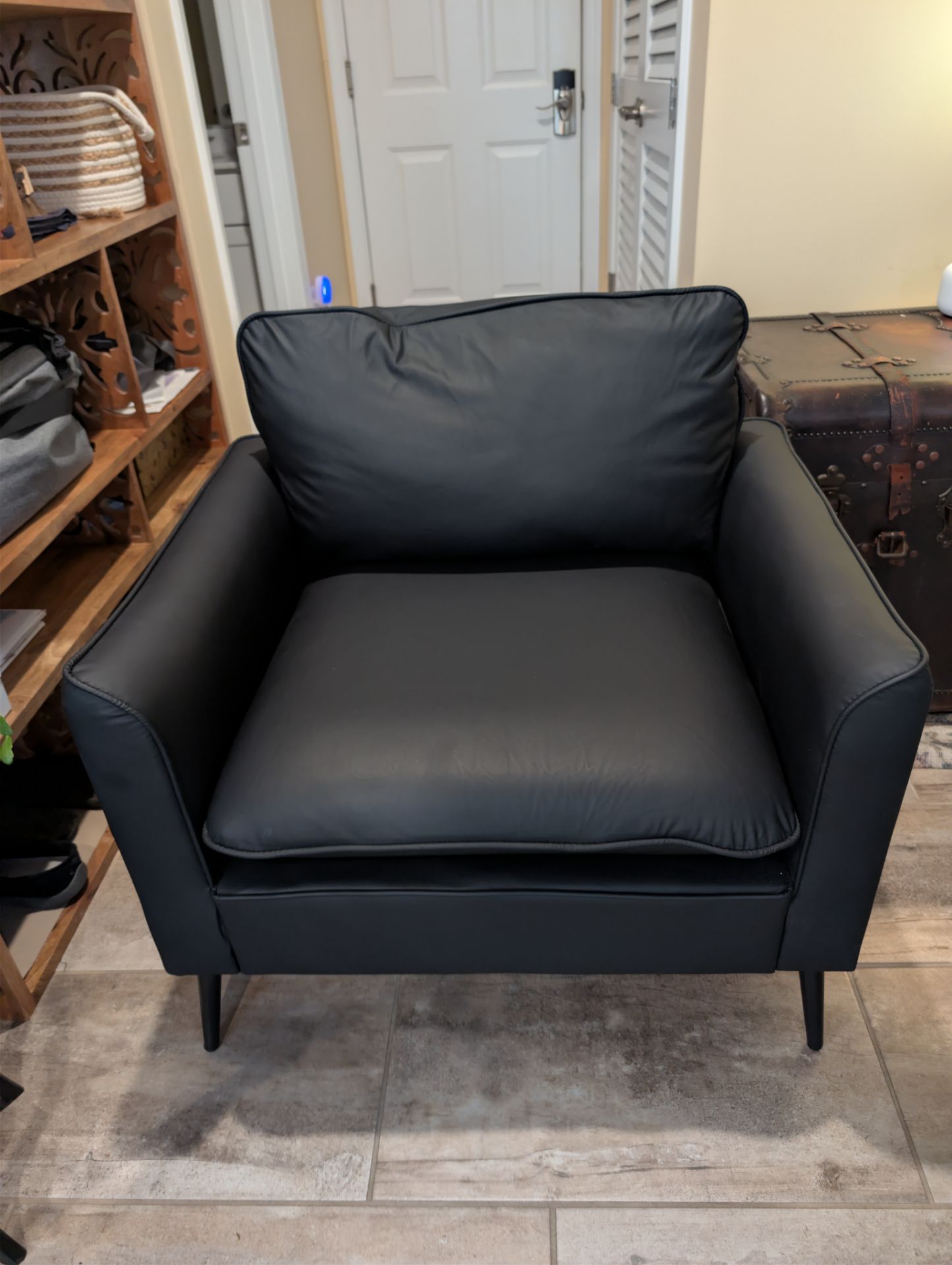 Black Faux Leather Accent Chair