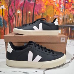 Veja Campo Chromefree Leather Black White Size 9.5 Men's, 11.5 Women's