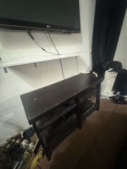 Black TV Stand with Shelves