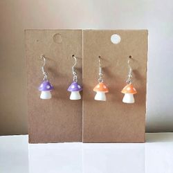 (2) Pairs Mushroom Charm Drop Earrings