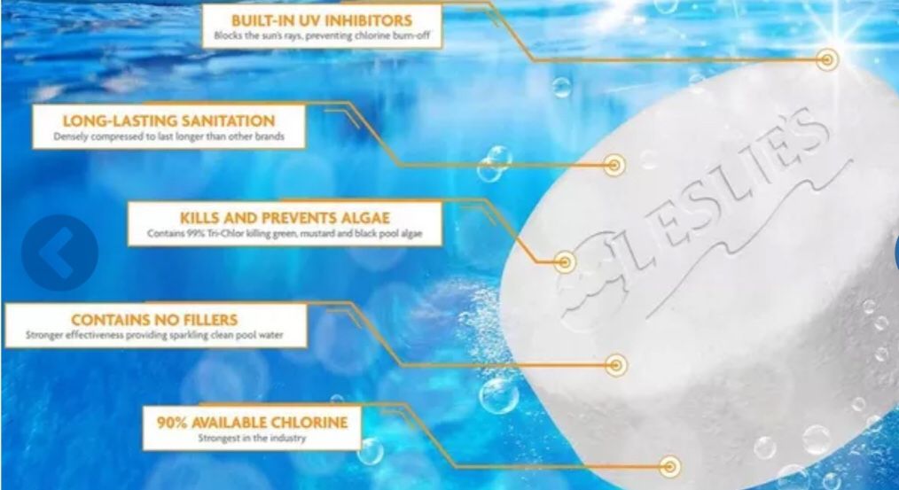 Chlorine Tabs 50 lbs. Bucket Leslie's 3” Jumbo Pool Tabs for Sale