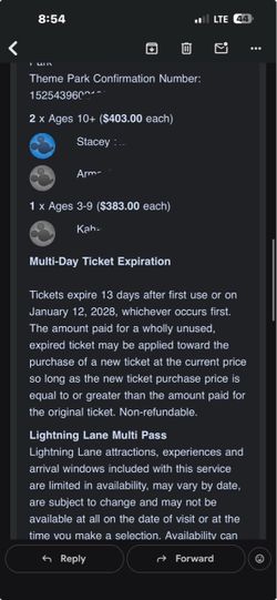 Disneyland Tickets – 2 Adults + 1 Child + Lightning Lane Multi Pass