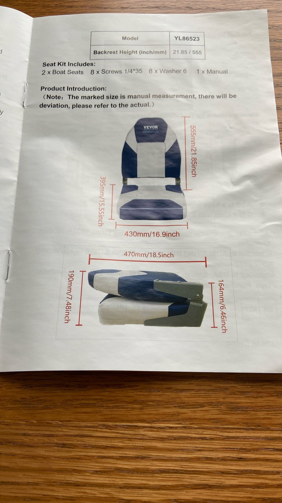 A Pair of Brand New High Back VEVOR Boat Seats