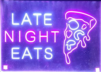 Late Night Eats Neon Light Up Pizza Sign