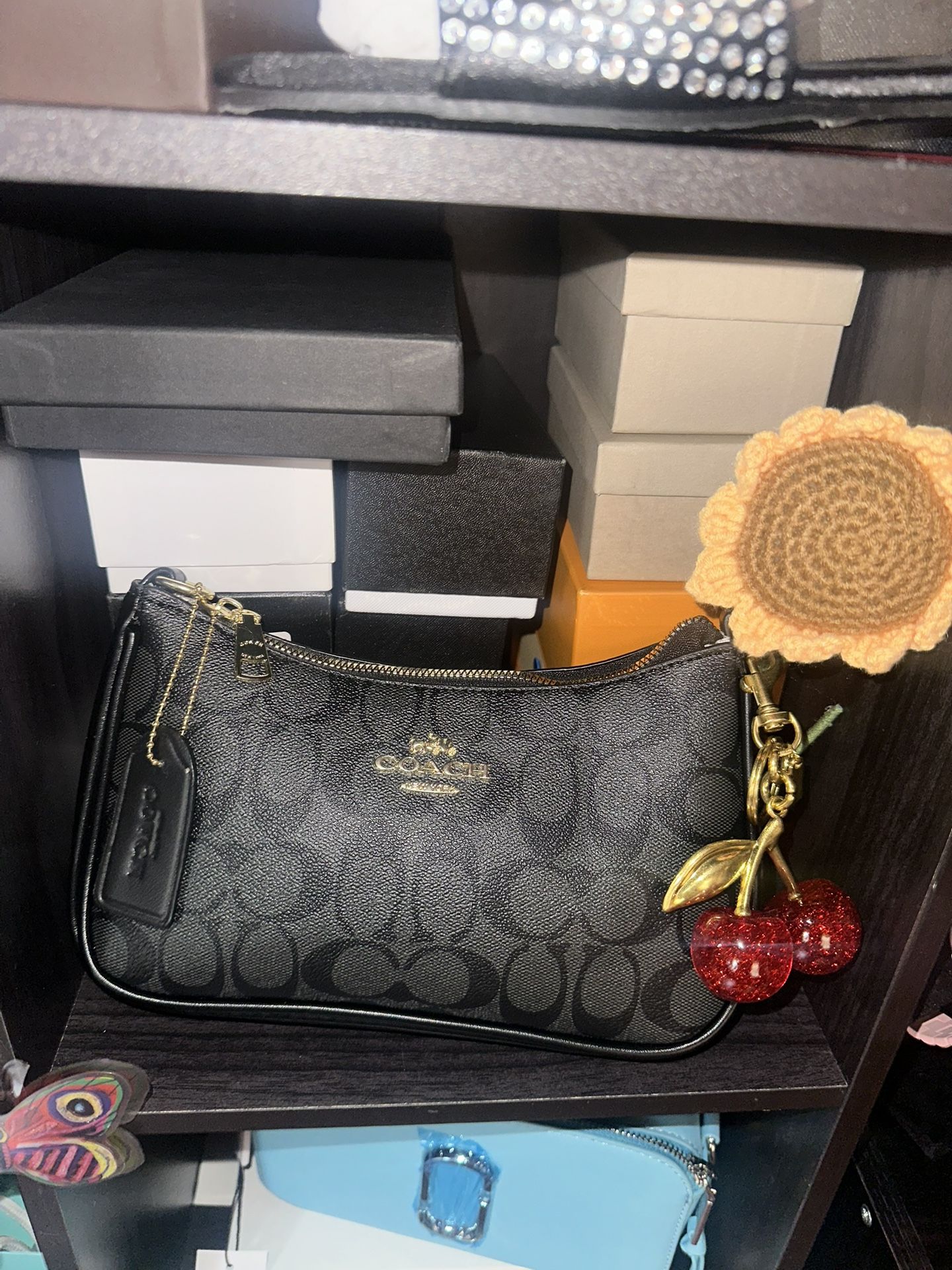 C Purse With Cherry Keychain
