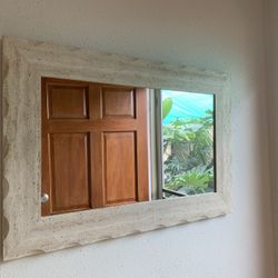 Stone Frame Mirror Cream Color H 24 W 35.5 D 0.7