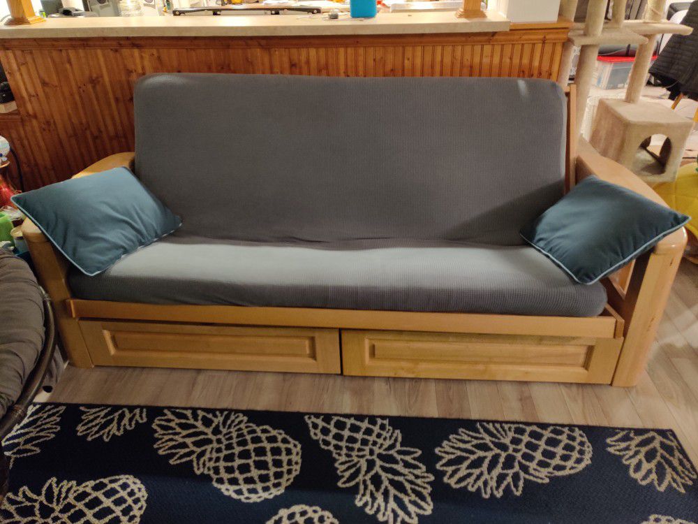 Hard Wood Futon - $350 OBO (Couch - Bed)