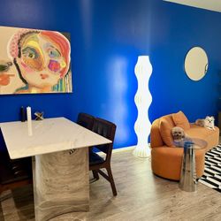 Glass Table W/ Metal Base (Table Only)