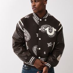 True Religion Varsity Jacket Brown  Medium 