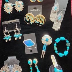Torquoise Earrings, Pins, RIng & Bracelet