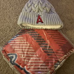 Angels Baseball Blanket And Beanie Combo 
