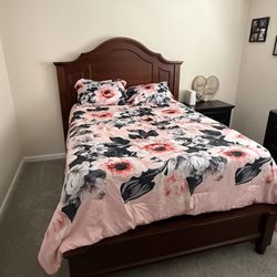 Full Size Bedroom Set.  Mattress and Box Spring Used for A Month.  Bought Brand New. Solid Wood Bed frame, Dresser And Nightstand. 