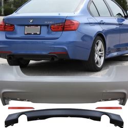 Fits 12-18 BMW F30 3-Series M-Tech M Sport  4DR Sedan Rear Bumper Cover Diffuser