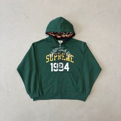 Supreme x MM6 Maison Margiela Zip Up Hooded Sweatshirt 'Dark Green'