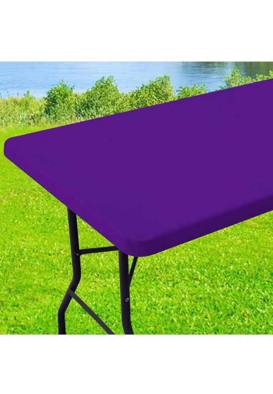 Spandex 6 Foot Rectangle Table Cloth, Elastic Fitted Tablecloths for Picnic, Stretch Washable Patio Table Cover for Outdoor, Camping, Banquet and Part