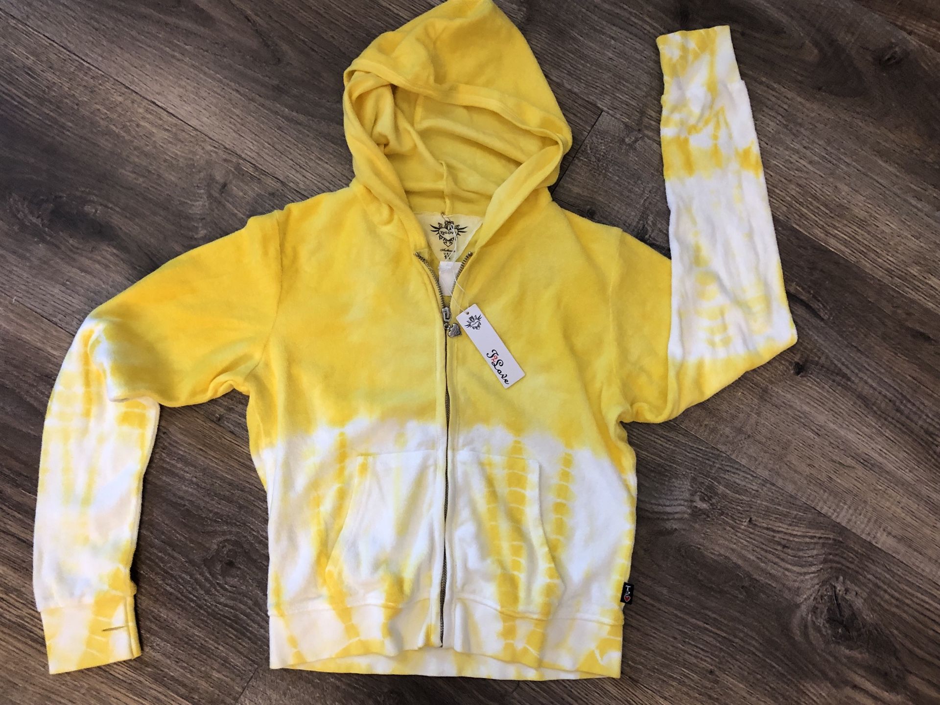 Girls Terry Cloth Yellow Hoodie Jacket sz 12 T2 Love Brand new with tags