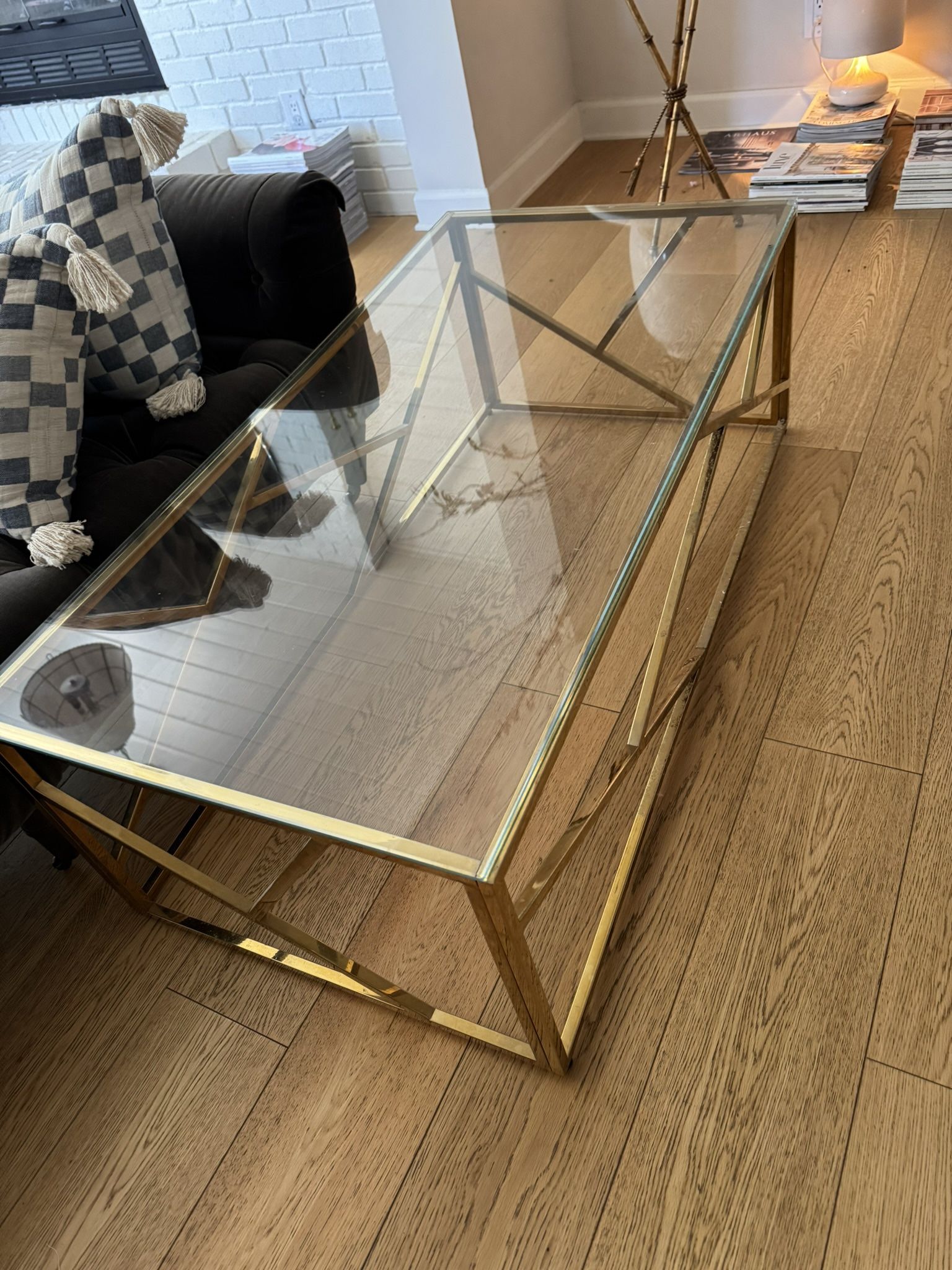 Beautiful Golden Glass top Coffee Table