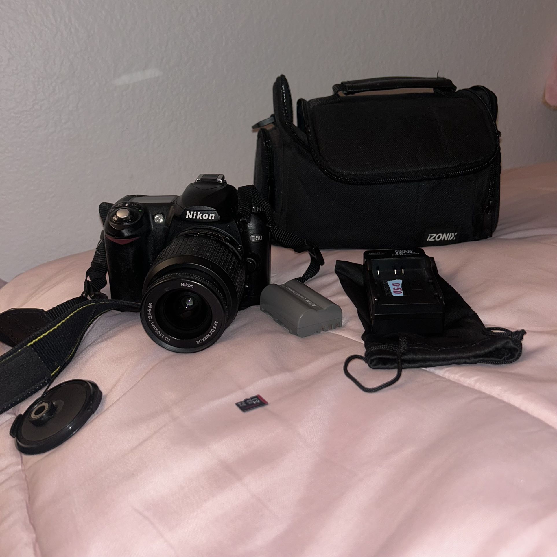 Nikon D50 DSLR Camera w/ 18–55mm Lens, Battery & Charger, 64 GBS Storage