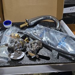 Gotonovo Bathroom Sink Chrome Polished Faucet Big Curve neck # 16