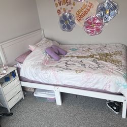 Full-Size Bedroom Set – Bed + Memory Foam Mattress + Dresser + Desk + Chair + Nightstand