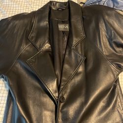 Trench Coat Leather Jacket, No Rips No Fading, No Tears.