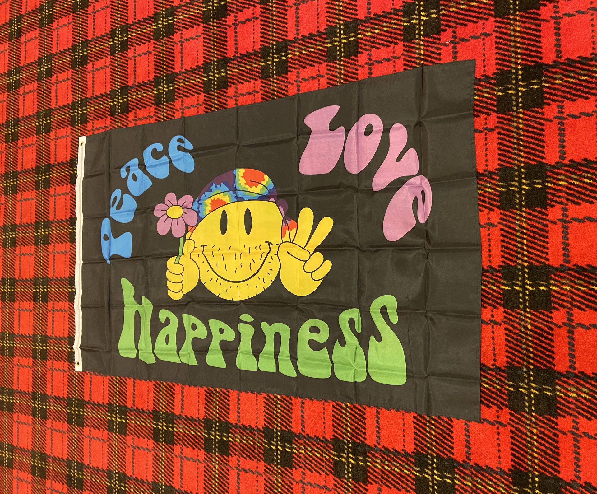 Brand new Peace Love & Happiness banner flag