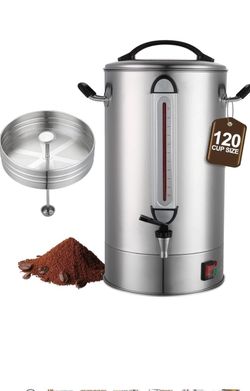 NEW Commercial Coffee Urn 120 Cup Large Coffee Urn 20L Coffee Maker Stainless Steel Double Wall Coffee Percolator 1300W Quick Brew Hot Beverage D