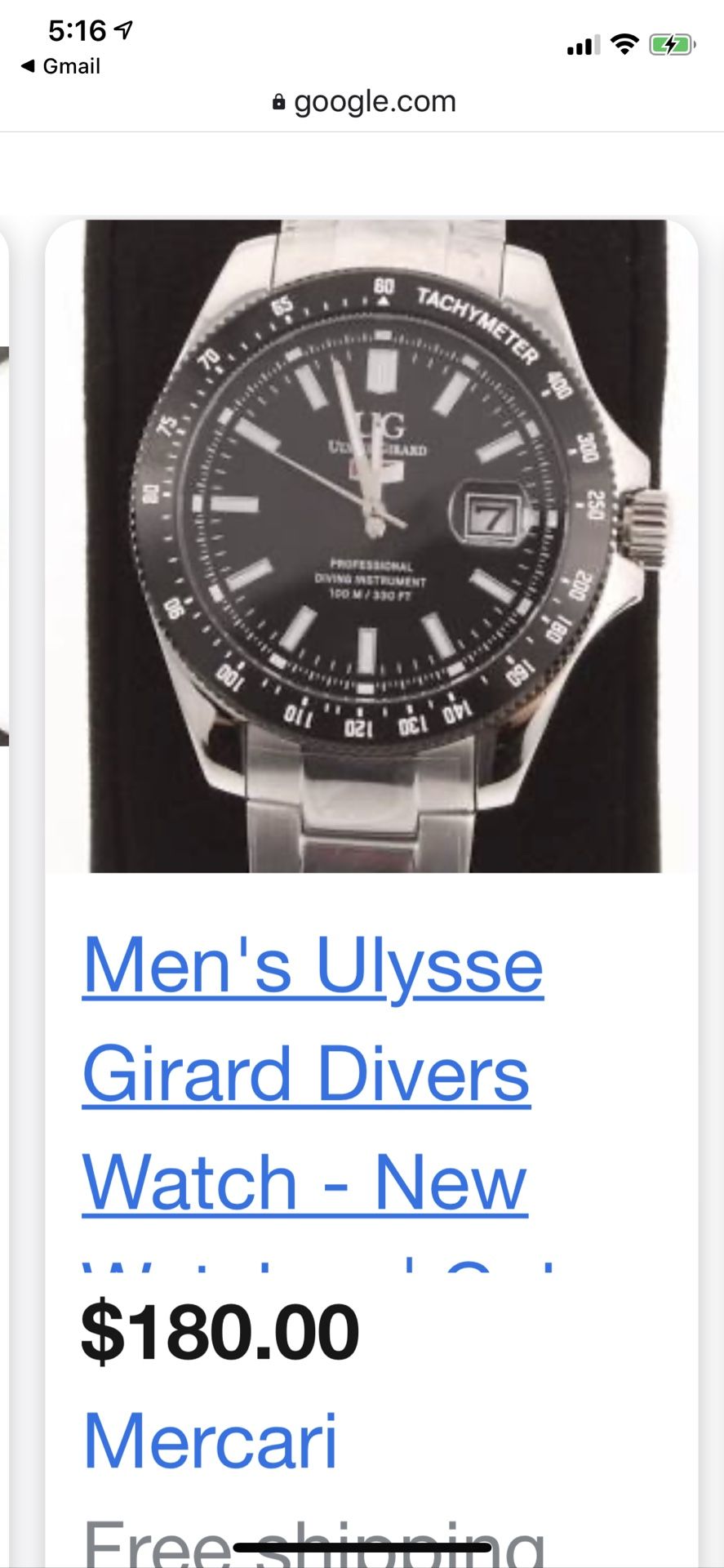 Ulysse Gerard 50m 165ft divers watch