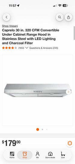 Caprelo 30 in. 320 CFM Convertible Under Cabinet Range Hood in Stainless Steel with LED Lighting and Charcoal Filter