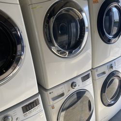 LG XL Capacity Washer & Dryer Set Stacked Front Load