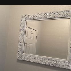 White Over Painted Mirror 