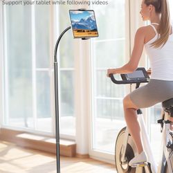 iPad Stand, Adjustable Tablet Floor Stand Metal Tablet Holder with Flexible Gooseneck, Compatible with iPad, Kindle, and Cell Phones (4.7''-13'')