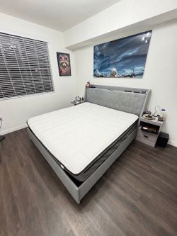 Gray king Bed with Storage – $100  (only frame)