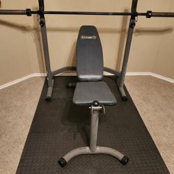 Body Champ Olympic Weight Bench W/Barbell 