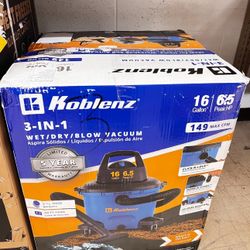 16 Gallon, 6.5 Peak HP Wet Dry Shop Vacuum, 3 in 1 shop vac with blower, New in Box