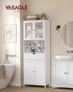 Bathroom Storage Cabinet with LED Lights,