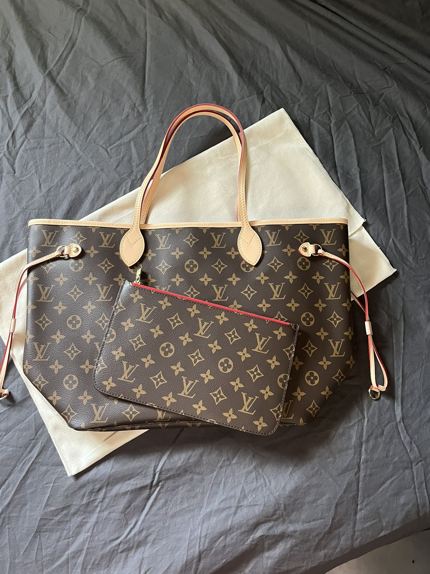 Authentic Louis Vuitton Neverfull MM Tote Bag-Cherry