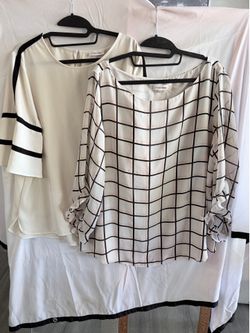 Calvin Klein XL Women’s Business Casual Blouse Bundle 2 Office Career Tops