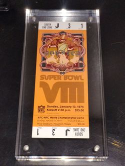 Super Bowl VIII Full Ticket January 13, 1974