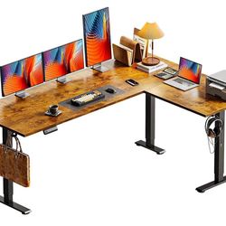 63 Inch L-Shaped Electric Standing Desk – Reversible Height-Adjustable Corner Workstation
