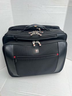 Gently used like-new Swissgear Wenger 17-inch rolling laptop briefcase. It is a carry-on bag for business trips. Fits laptops up to 17”
