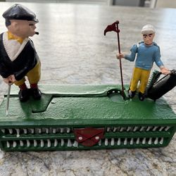 Vintage Cast Iron Golf Bank
