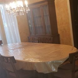 Vintage 13 piece J.B. Van Sciver Co Dining Room Set w/table, 3 Leaves, 6 chairs, hutch, & server