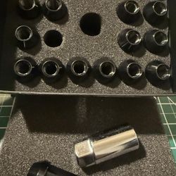 20PCs Black M12x1.5 Closed End Knurled Top 50mm Tall Conical Seat Lug Nuts